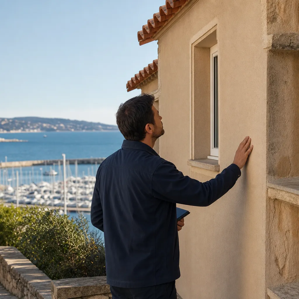 Expert en batiment inspectant une maison a Bandol