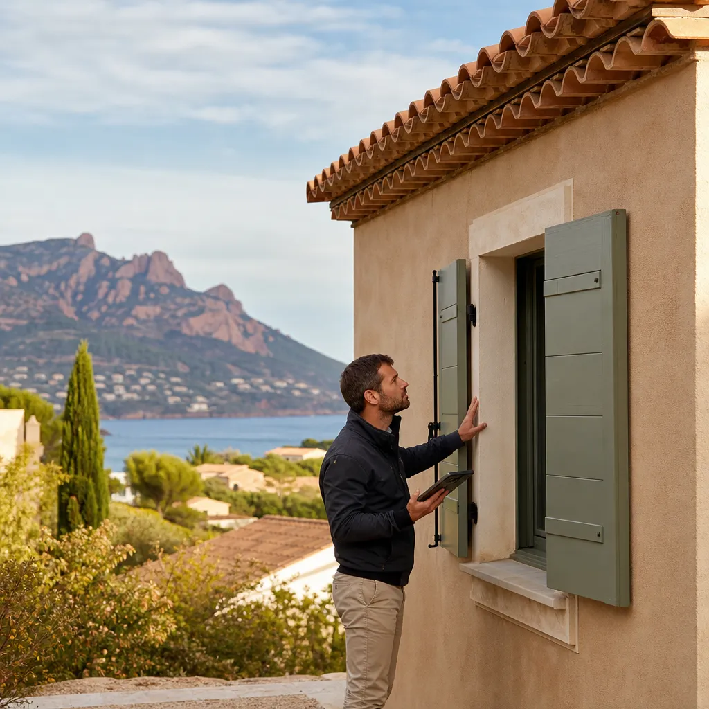 Expert en batiment inspectant une maison a Frejus