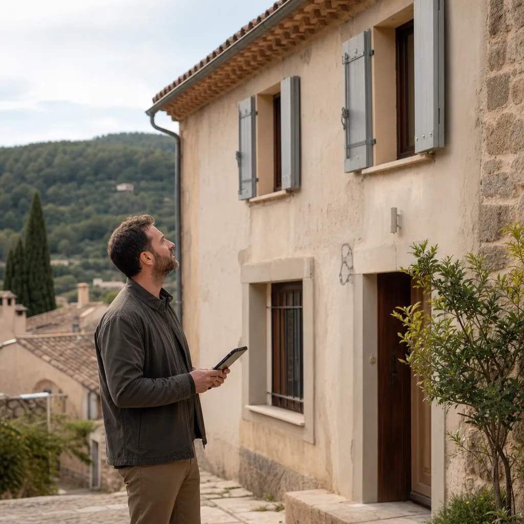 Expert en batiment inspectant une maison a Draguignan