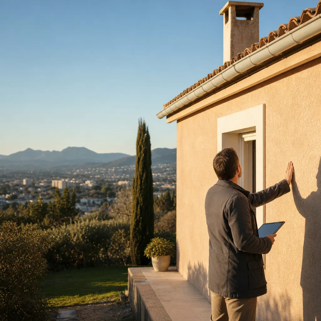 Expert en batiment inspectant une maison a La Garde